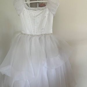 White satin pickup gown